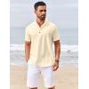 imageCOOFANDY Mens Casual Henley Shirts Short Sleeve Summer Beach TShirts Banded Collar Henleys Button Tee ShirtBeige