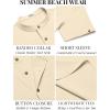 imageCOOFANDY Mens Casual Henley Shirts Short Sleeve Summer Beach TShirts Banded Collar Henleys Button Tee ShirtBeige