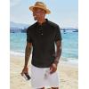 imageCOOFANDY Mens Casual Henley Shirts Short Sleeve Summer Beach TShirts Banded Collar Henleys Button Tee ShirtBlack