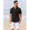 imageCOOFANDY Mens Casual Henley Shirts Short Sleeve Summer Beach TShirts Banded Collar Henleys Button Tee ShirtBlack