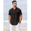 imageCOOFANDY Mens Casual Henley Shirts Short Sleeve Summer Beach TShirts Banded Collar Henleys Button Tee ShirtBlack