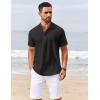 imageCOOFANDY Mens Casual Henley Shirts Short Sleeve Summer Beach TShirts Banded Collar Henleys Button Tee ShirtBlack