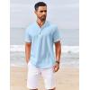 imageCOOFANDY Mens Casual Henley Shirts Short Sleeve Summer Beach TShirts Banded Collar Henleys Button Tee ShirtBlue