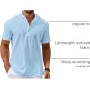 imageCOOFANDY Mens Casual Henley Shirts Short Sleeve Summer Beach TShirts Banded Collar Henleys Button Tee ShirtBlue