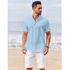 imageCOOFANDY Mens Casual Henley Shirts Short Sleeve Summer Beach TShirts Banded Collar Henleys Button Tee ShirtBlue