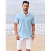 imageCOOFANDY Mens Casual Henley Shirts Short Sleeve Summer Beach TShirts Banded Collar Henleys Button Tee ShirtBlue