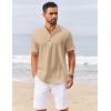 imageCOOFANDY Mens Casual Henley Shirts Short Sleeve Summer Beach TShirts Banded Collar Henleys Button Tee ShirtKhaki