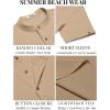 imageCOOFANDY Mens Casual Henley Shirts Short Sleeve Summer Beach TShirts Banded Collar Henleys Button Tee ShirtKhaki