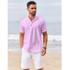imageCOOFANDY Mens Casual Henley Shirts Short Sleeve Summer Beach TShirts Banded Collar Henleys Button Tee ShirtLight Purple