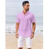 imageCOOFANDY Mens Casual Henley Shirts Short Sleeve Summer Beach TShirts Banded Collar Henleys Button Tee ShirtLight Purple