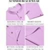 imageCOOFANDY Mens Casual Henley Shirts Short Sleeve Summer Beach TShirts Banded Collar Henleys Button Tee ShirtLight Purple