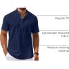 imageCOOFANDY Mens Casual Henley Shirts Short Sleeve Summer Beach TShirts Banded Collar Henleys Button Tee ShirtNavy Blue