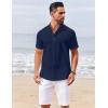 imageCOOFANDY Mens Casual Henley Shirts Short Sleeve Summer Beach TShirts Banded Collar Henleys Button Tee ShirtNavy Blue