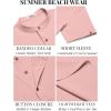 imageCOOFANDY Mens Casual Henley Shirts Short Sleeve Summer Beach TShirts Banded Collar Henleys Button Tee ShirtPink