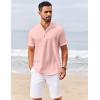 imageCOOFANDY Mens Casual Henley Shirts Short Sleeve Summer Beach TShirts Banded Collar Henleys Button Tee ShirtPink