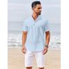 imageCOOFANDY Mens Casual Henley Shirts Short Sleeve Summer Beach TShirts Banded Collar Henleys Button Tee ShirtSky Blue