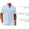 imageCOOFANDY Mens Casual Henley Shirts Short Sleeve Summer Beach TShirts Banded Collar Henleys Button Tee ShirtSky Blue