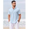 imageCOOFANDY Mens Casual Henley Shirts Short Sleeve Summer Beach TShirts Banded Collar Henleys Button Tee ShirtSky Blue