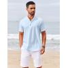 imageCOOFANDY Mens Casual Henley Shirts Short Sleeve Summer Beach TShirts Banded Collar Henleys Button Tee ShirtSky Blue