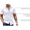 imageCOOFANDY Mens Dress Shirt Short Sleeve Button Down Shirts with Pocket01 White