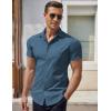 imageCOOFANDY Mens Dress Shirt Short Sleeve Button Down Shirts with PocketGrey Blue