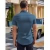 imageCOOFANDY Mens Dress Shirt Short Sleeve Button Down Shirts with PocketGrey Blue