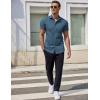 imageCOOFANDY Mens Dress Shirt Short Sleeve Button Down Shirts with PocketGrey Blue