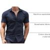 imageCOOFANDY Mens Dress Shirt Short Sleeve Button Down Shirts with PocketNavy Blue