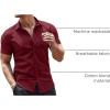 imageCOOFANDY Mens Dress Shirt Short Sleeve Button Down Shirts with PocketWine Red