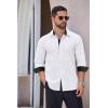 imageCOOFANDY Mens Long Sleeve Wrinkle Free Dress Shirts Inner Contrast Business Casual Button Down ShirtWhiteBlack