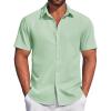 imageCOOFANDY Mens Casual Dress Shirt Short Sleeve Button Down Shirts Summer Wedding Untucked ShirtMint Green