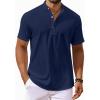 imageCOOFANDY Mens Casual Henley Shirts Short Sleeve Summer Beach TShirts Banded Collar Henleys Button Tee ShirtNavy Blue