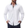 imageCOOFANDY Mens Long Sleeve Wrinkle Free Dress Shirts Inner Contrast Business Casual Button Down ShirtWhiteBlack