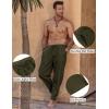 imageCOOFANDY Mens Linen Harem Drawstring Pants Casual Elastic Waist Lightweight Trouser Hippie Summer Beach Yoga PantsBarmy Green