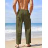 imageCOOFANDY Mens Linen Harem Drawstring Pants Casual Elastic Waist Lightweight Trouser Hippie Summer Beach Yoga PantsBarmy Green