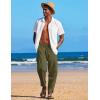 imageCOOFANDY Mens Linen Harem Drawstring Pants Casual Elastic Waist Lightweight Trouser Hippie Summer Beach Yoga PantsBarmy Green