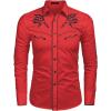 imageCOOFANDY Mens Western Cowboy Shirt Embroidered Button Down Long Sleeve ShirtsRed