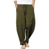 imageCOOFANDY Mens Linen Harem Drawstring Pants Casual Elastic Waist Lightweight Trouser Hippie Summer Beach Yoga PantsBarmy Green