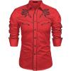 imageCOOFANDY Mens Western Cowboy Shirt Embroidered Button Down Long Sleeve ShirtsRed