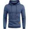 imageCOOFANDY Mens Hooded Sweatshirt Casual Long Sleeve Drawstring Waffle Knit Pullover HoodiesBlue Gery