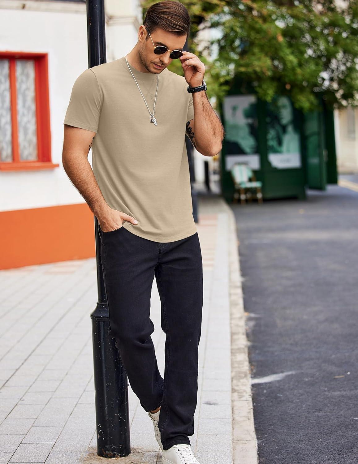 imageCOOFANDY Mens T Shirts Casual Short Sleeve Cotton Tee Shirts Hipster Hip Hop Longline TShirt Basic Summer Tops3 Pack Black Dark Grey  Grey