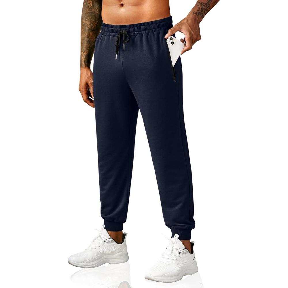 imageCOOFANDY Mens Sweatpants Joggers Workout Casual Athletic Gym Pants Lightweight Elastic Wasit Sweatpants with PocketsNavy Blue
