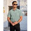 imageCOOFANDY Mens Casual Dress Shirt Short Sleeve Wrinkle Free Dress Shirt Business Casual ShirtsLight Green Print