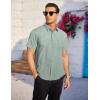 imageCOOFANDY Mens Casual Dress Shirt Short Sleeve Wrinkle Free Dress Shirt Business Casual ShirtsLight Green Print