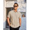 imageCOOFANDY Mens Casual Dress Shirt Short Sleeve Wrinkle Free Dress Shirt Business Casual ShirtsLight Khaki