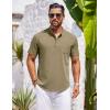 imageCOOFANDY Mens Casual Henley Shirts Band Collar Short Sleeve TShirts Summer Stylish Beach Hippie ShirtArmy Green