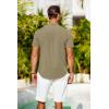 imageCOOFANDY Mens Casual Henley Shirts Band Collar Short Sleeve TShirts Summer Stylish Beach Hippie ShirtArmy Green