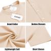 imageCOOFANDY Mens Casual Henley Shirts Band Collar Short Sleeve TShirts Summer Stylish Beach Hippie ShirtBeige