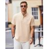 imageCOOFANDY Mens Casual Henley Shirts Band Collar Short Sleeve TShirts Summer Stylish Beach Hippie ShirtBeige