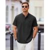 imageCOOFANDY Mens Casual Henley Shirts Band Collar Short Sleeve TShirts Summer Stylish Beach Hippie ShirtBlack
